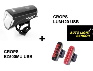 Crops Lum100 USB Front Light + EZ500MU USB Rear Light