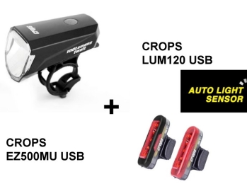 Crops Lum100 USB Front Light + EZ500MU USB Rear Light