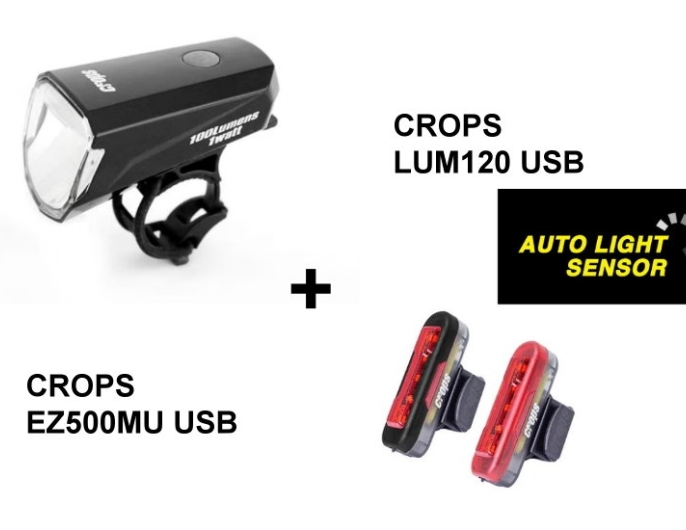 Crops Lum100 USB Front Light + EZ500MU USB Rear Light