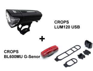 Crops Lum120 USB Front Light + BL600MU USB Rear Light