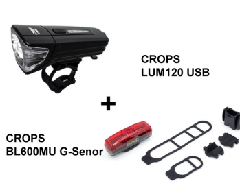 Crops Lum120 USB Front Light + BL600MU USB Rear Light