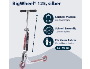 HUDORA 125 Folding Kick Scooter for children and Up