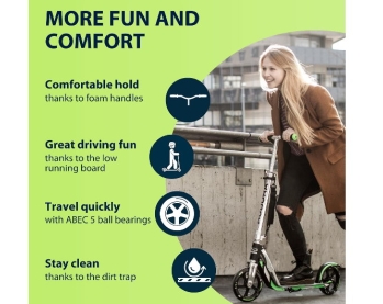 HUDORA 205 Folding Kick Scooter for kids 8 Years and Up