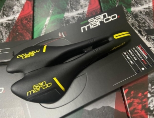 Selle San Marco Aspide Open-Fit Racing Saddle Bk/Yellow