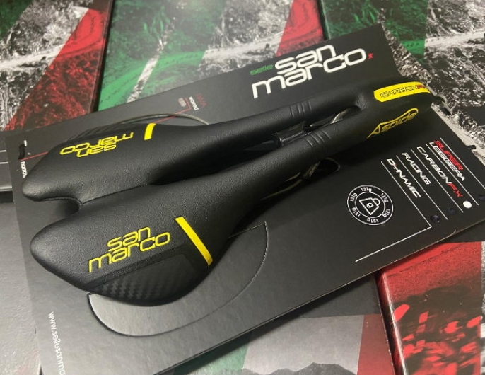 Selle San Marco Aspide Open-Fit Carbon FX Saddle Bk/Yellow