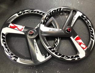 Vision Metron 3-Spoke Track Carbon Front &amp; Rear Tubular Wheelset 700c Red/White